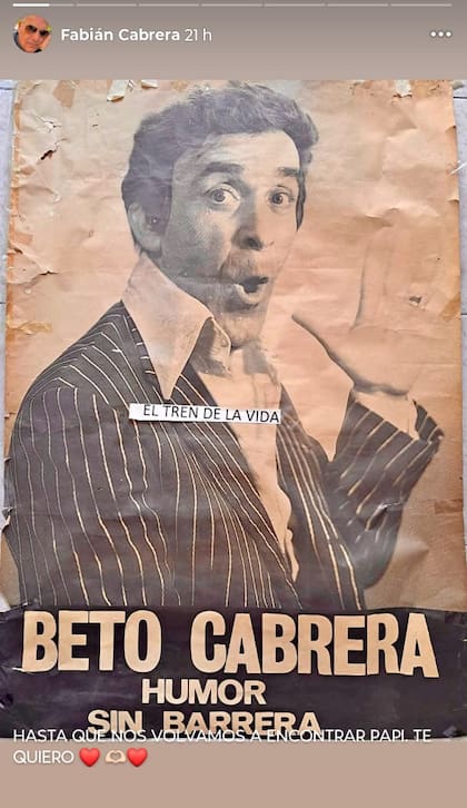 "Hasta que nos volvamos a encontrar, papi. Te quiero", el mensaje de su hijo Fabián Cabrera