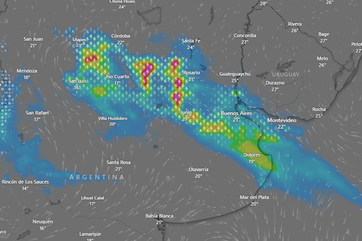 Hay alerta amarilla por tormentas y vientos fuertes para este sábado 13 de diciembre y domingo 14 de diciembre