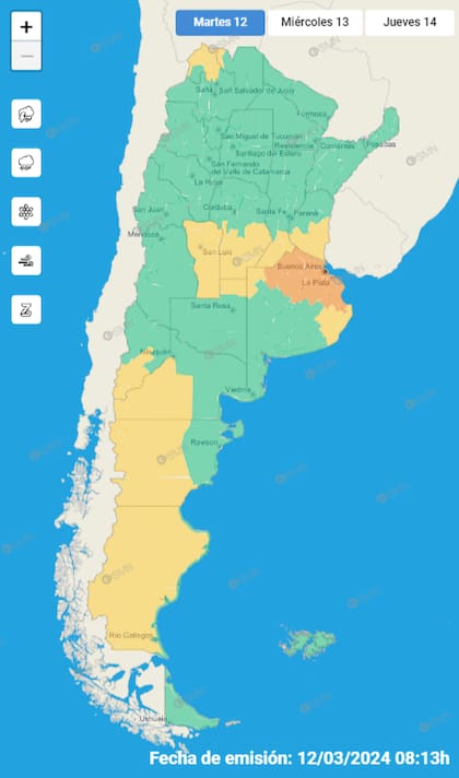 Hay alerta naranja por tormentas en el norte de la provincia de Buenos Aires