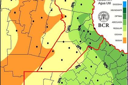 Hay lugares de la zona núcleo con sequía y bajas reservas de agua útil en el suelo, que es la lámina de agua aprovechable por los cultivos hasta un metro de profundidad