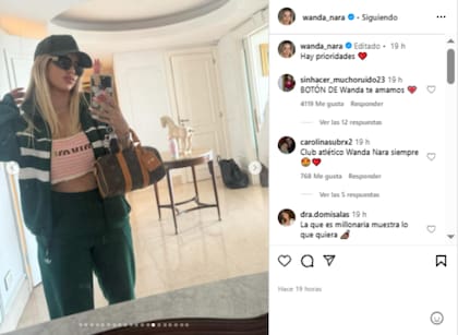 "Hay prioridades", expresó Wanda Nara y llamó la atención al no incluir fotos de L-Gante (Foto: Instagram @wanda_nara)