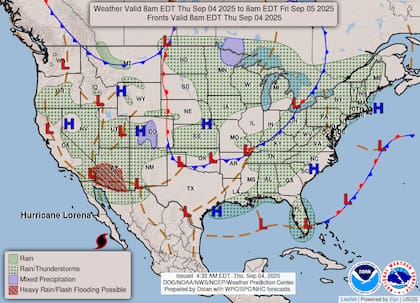 Hay un "riesgo marginal de tormentas severas" en áreas desde los Apalaches del Sur hasta el Valle de Tennessee y el Noreste