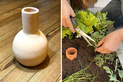 Hecho de terracota, tiene una capacidad para un un litro de agua y viene con una tapita para que no ingresen bichos ni se evapore el agua