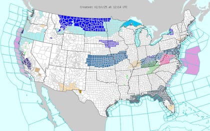 Heladas en California: sensaciones térmicas de -6 a -2 °C en el norte del estado, que afectarán cultivos y tuberías de agua expuestas
