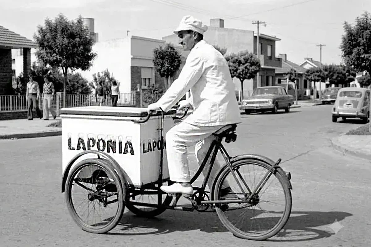 Heladero en bicicleta, el delivery del siglo XX