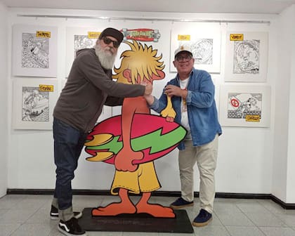 Helvio Bouzada y Claudio García en un evento artístico organizado en Adrogué el fin de semana pasado. Mark y Sun Surf fueron unas de las atracciones de la muestra.