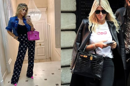 Hermes es una de las firmas más elegidas por Wanda Nara, quien posa mostrando sus looks con las icónicas carteras Birkin