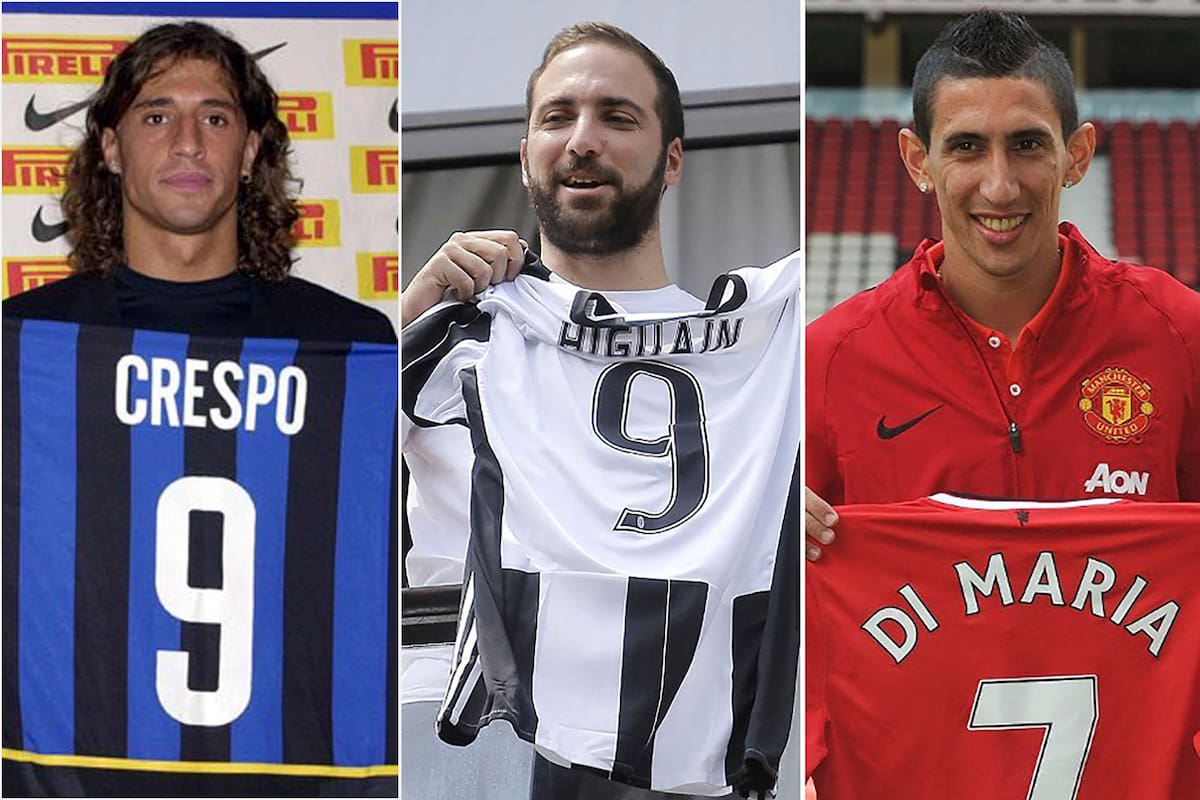 Hernán Crespo, Gonzalo Higuaín, y Ángel Di María, entre los futbolistas argentinos más caros de todos los tiempos