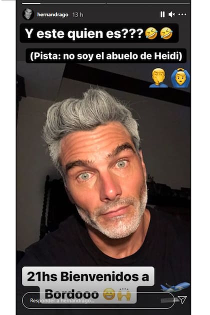 Hernán Drago mostró su nuevo look, al igual que Ricky Martin, se tiñó temporalmente el pelo y la barba de blanco