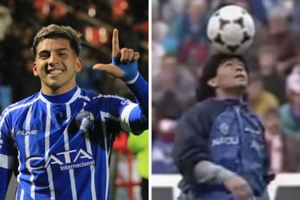 Hernán López Muñoz, sobrino nieto de Diego Maradona, hizo jueguitos en la previa de Godoy Cruz vs. Banfield y saltaron las similitudes con el precalentamiento de su tío abuelo en la previa de la semifinal de la Uefa 1989