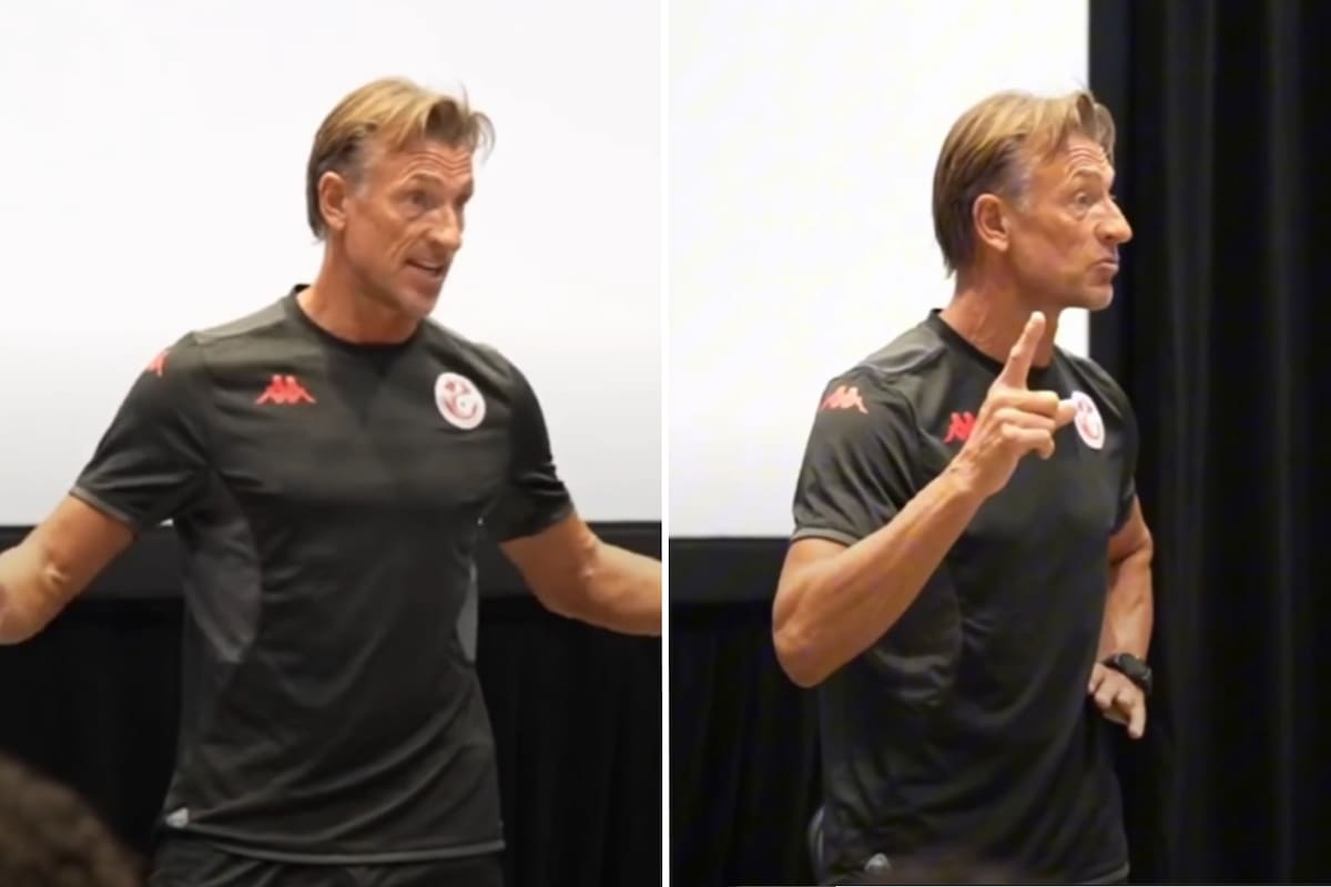 Hervé Renard, durante la charla con los jugadores