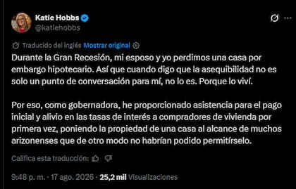 Hobbs recordó en redes sociales cuando perdió su casa por la crisis de 2008