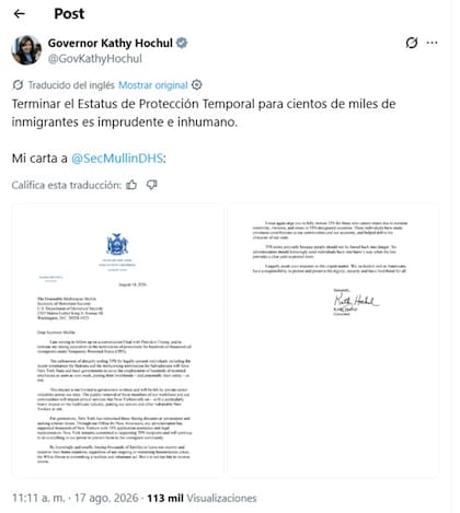 Hochul califica la eliminación de estas protecciones como un acto inhumano