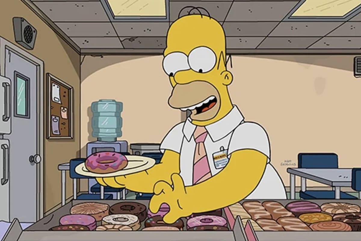 Homero Simpson es un amante declarado de las donas y la serie de televisión ha presentado varios momentos con este alimento como protagonista