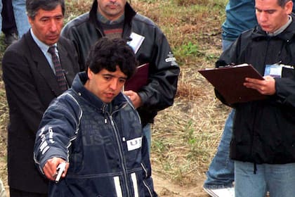 Horacio Braga durante la reconstrucción del crimen en la cava de Madariaga donde mataron a Cabezas