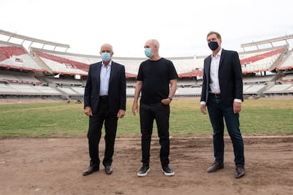 Horacio Rodríguez Larreta, con Rodolfo D'Onofrio, al visitar las obras en el estadio de River Plate