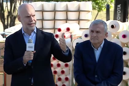 Horacio Rodríguez Larreta con Gerardo Morales durante la presentación de propuestas sobre trabajo