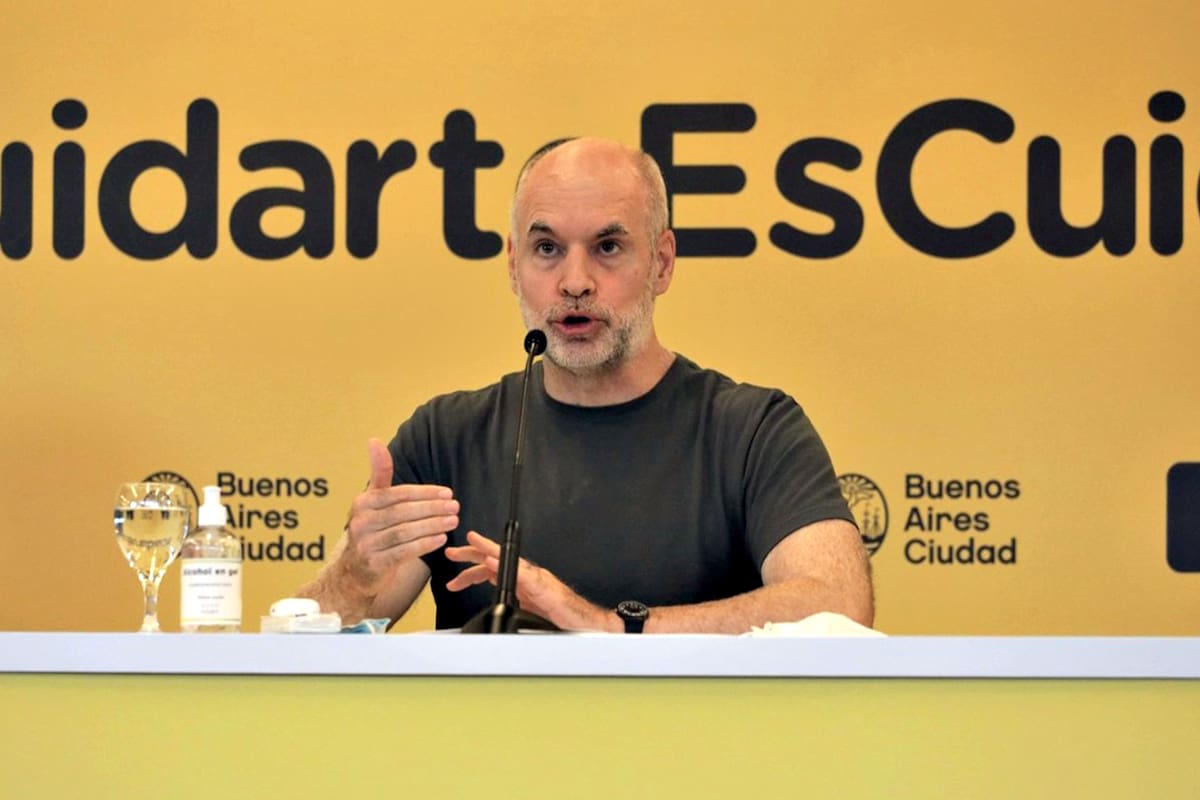 Horacio Rodríguez Larreta durante los anuncios de esta tarde.