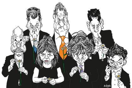 Horacio Rodríguez Larreta, Sergio Massa, Patricia Bullrich, Daniel Scioli, Javier Milei, Wado de Pedro y Axel Kicillof