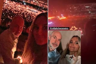 Horacio Rodríguez Larreta y Milagros Maylin, al ritmo de "Persiana americana" en el recital de anoche de Coldplay