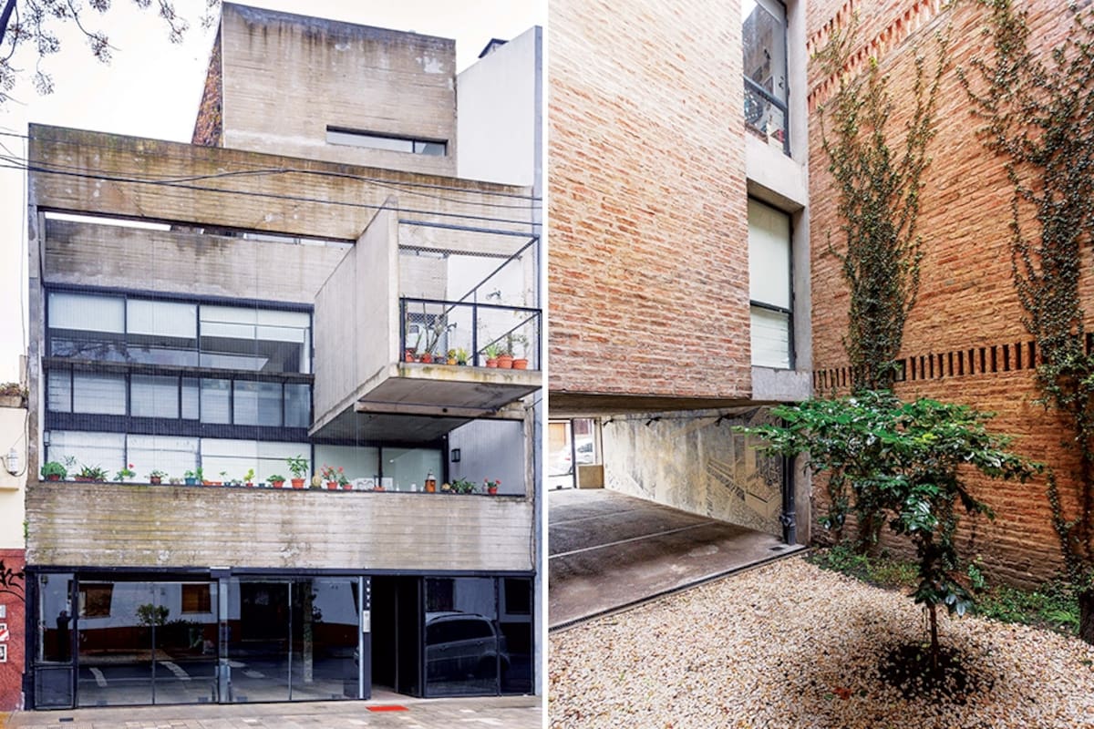 Hormigón y ladrillo a la vista en la fachada de este edificio elegido por arquitectos