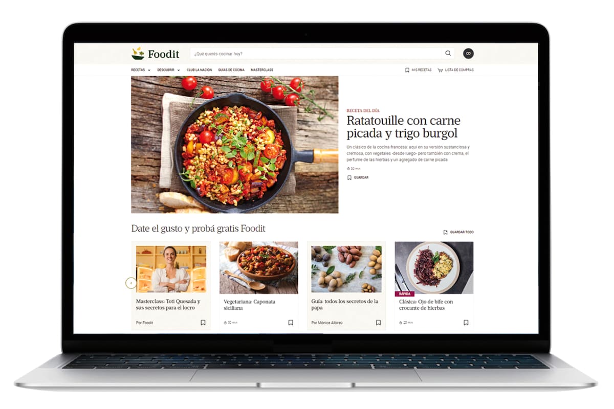 "Hoy se cocina", la propuesta de Foodit, la plataforma con contenidos de recetas de LA NACION que revolucionará al mundo de la gastronomía por la variedad, calidad y facilidad para organizar la información