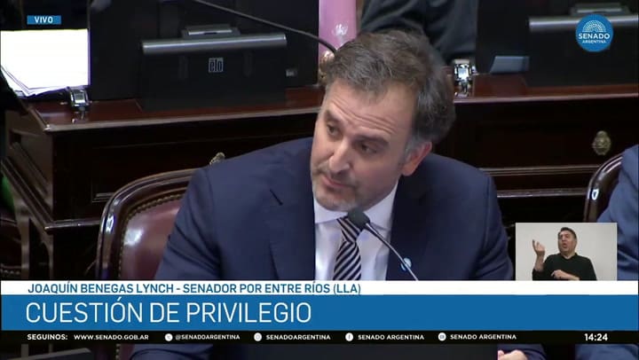 Joaquín Benegas Lynch se refirió a la impugnación en su contra para votar la ley de propiedad privada