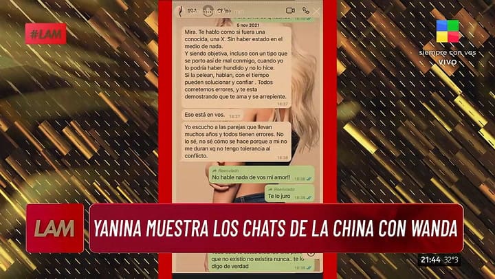 Los chats entre Wanda Nara y la China Suarez
