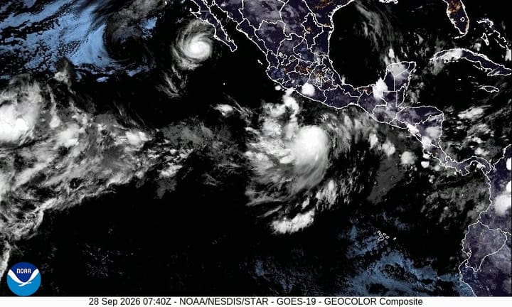 Satélite De La NOAA Sobre Los Sistemas Del Pacífico