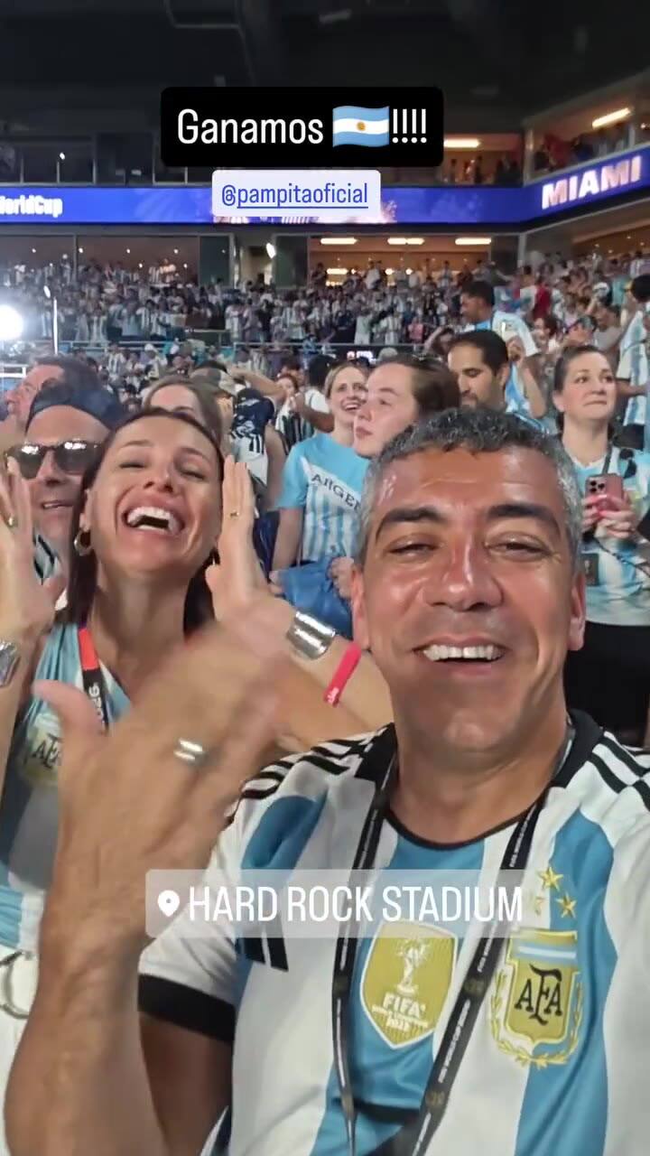 Pampita y Martín Pepa disfrutaron del triunfo de la Argentina en Miami