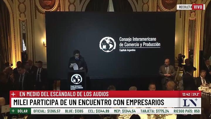 Javier Milei en el Consejo Interamericano de Comercio
