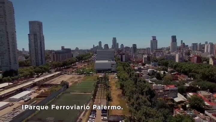 La obra del Parque Ferroviario Palermo, desde el aire - Fuente: Prensa GCBA