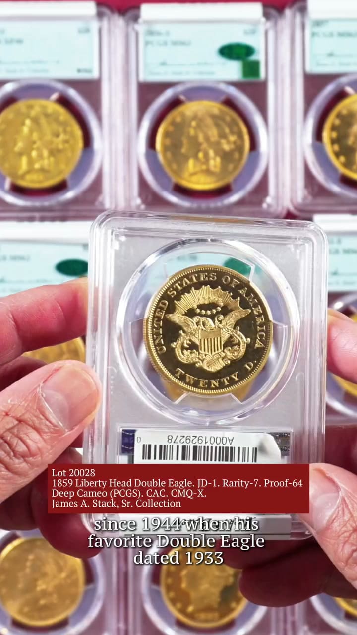 Monedas de oro Double Eagle de $20 en calidad Proof de la Colección James A. Stack Sr.