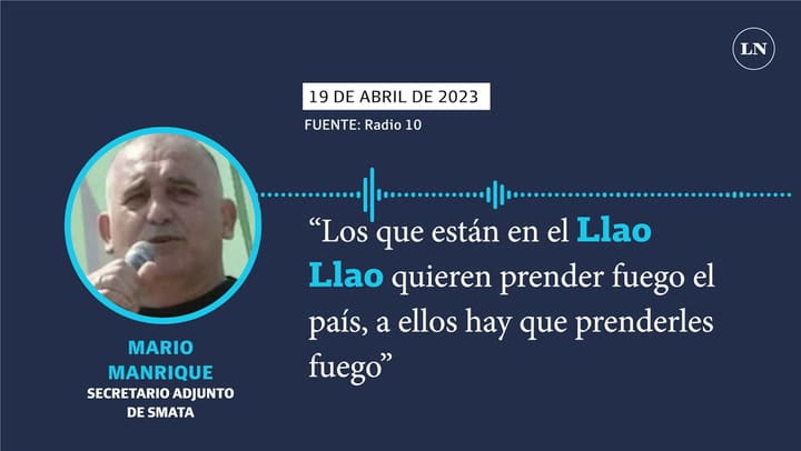 “Los que están en el Llao Llao quieren prender fuego el país, a ellos hay que prenderles fuego'
