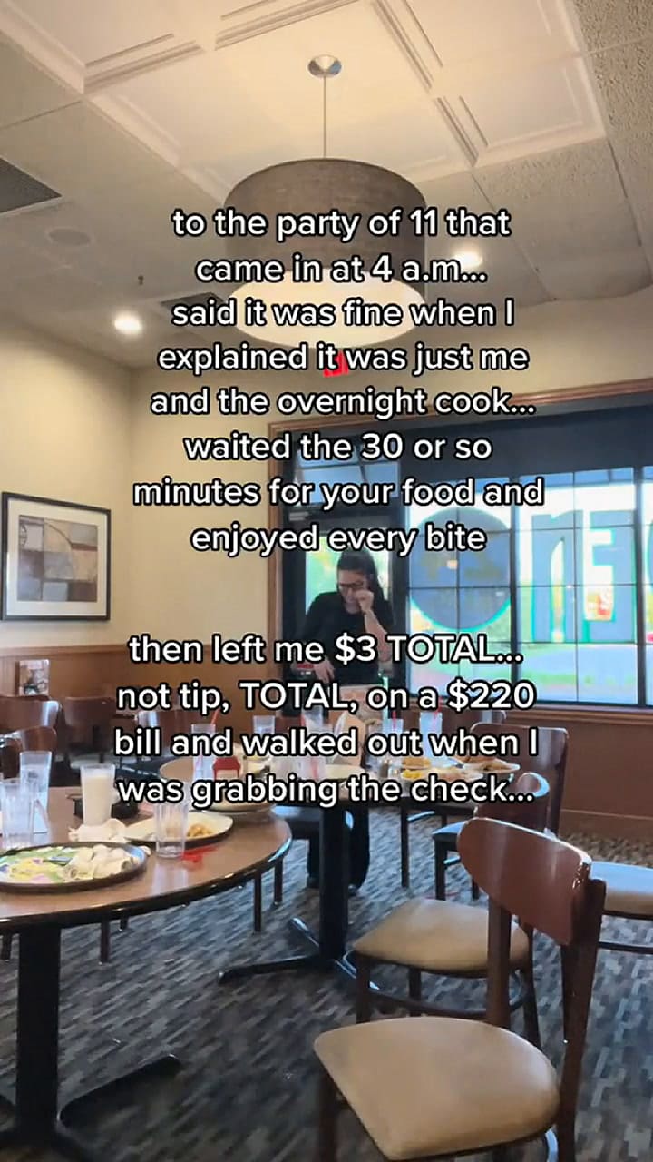 La moza de un restaurante de Estados Unidos relató lo sucedido en su cuenta de Tiktok.