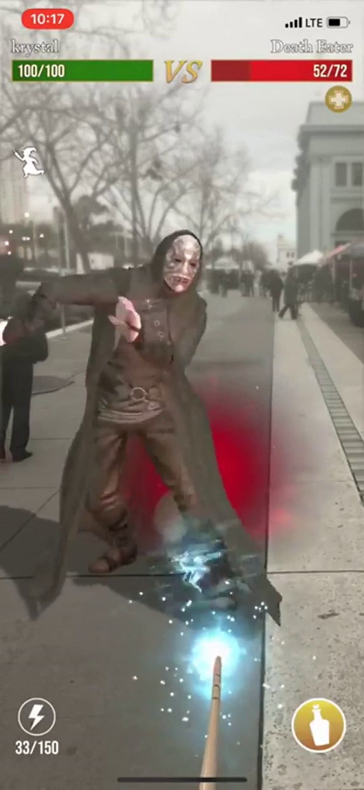 Así es una lucha en Harry Potter Wizards Unite - Fuente: YouTube