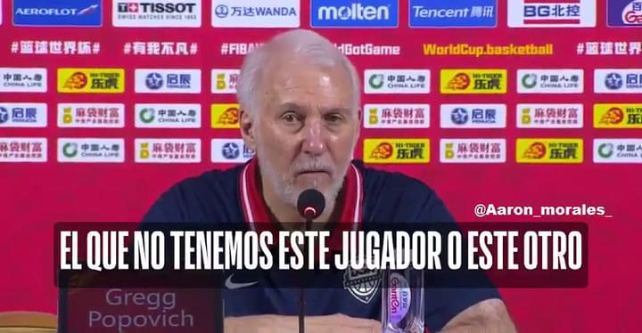 Mundial de básquet: la molestia de Popovich por una pregunta - Crédito: @Aaron_Morales_