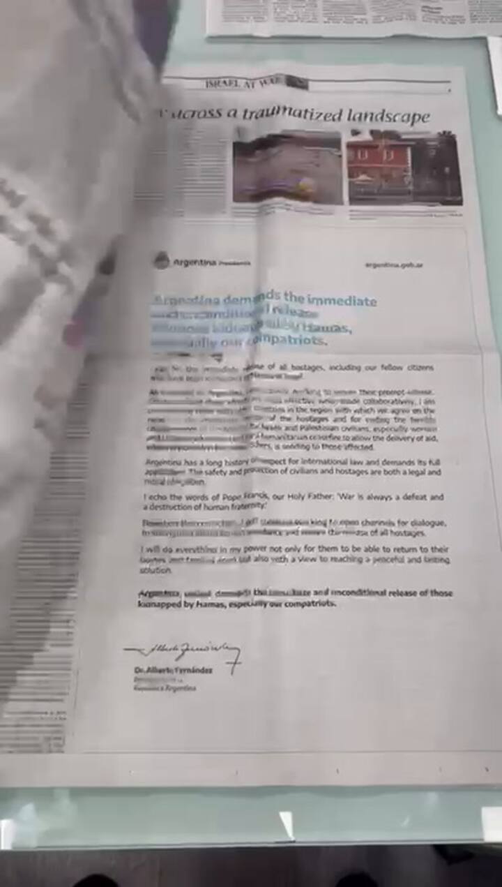La solicitada de Fernández en The Jerusalem Post