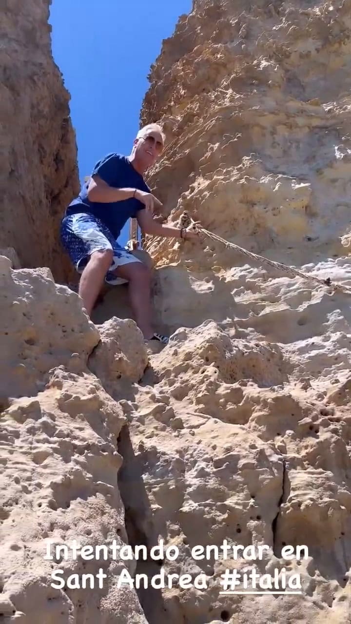 Marley escaló en Italia para llegar a una cueva y casi se cae