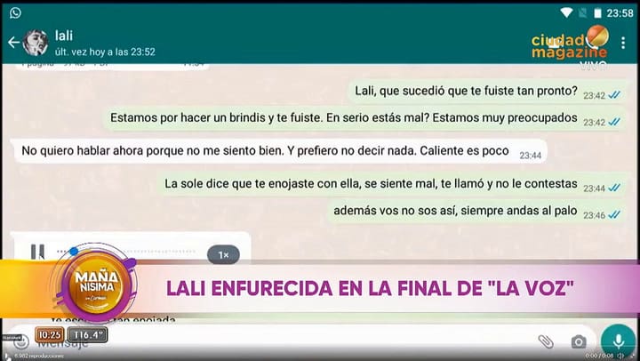 Filtraron un supuesto audio de Lali enfurecida tras la final de La Voz