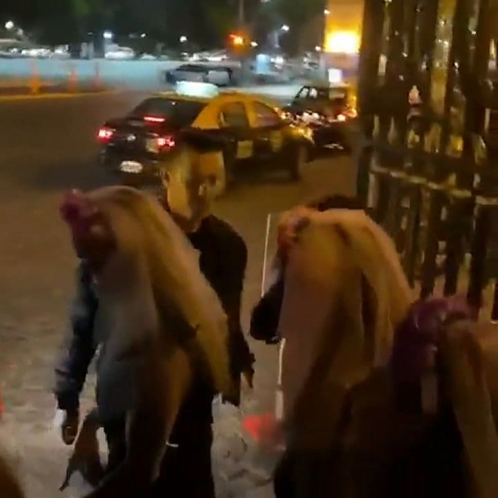 Pampita y sus amigas subiendo al party bus. Fuente: Instagram