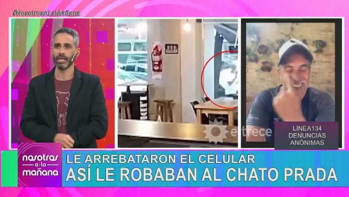 El momento en que asaltan al Chato Prada en Colegiales