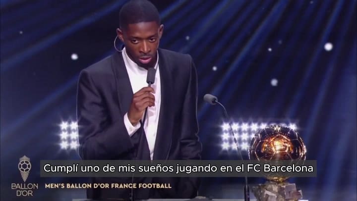 Balón de Oro: el agradecimiento de Dembélé a Messi durante su discurso consagratorio