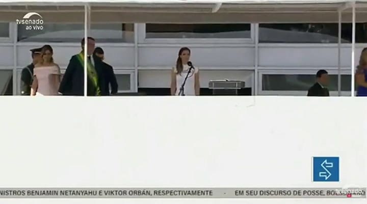 Michelle Bolsonaro dio un discurso con lenguaje de señas en la asunción de su marido - Fuente: TV Se
