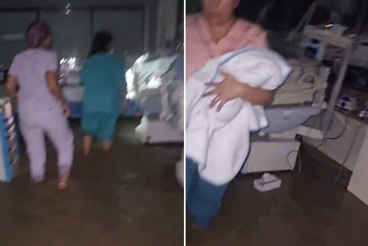 Evacuaron a bebés del Hospital Penna en medio del temporal de Bahía Blanca