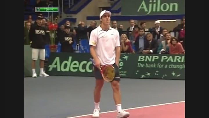 El recordado match point de Gaudio ante Kafelnikov en las semifinales de la Copa Davis 2002