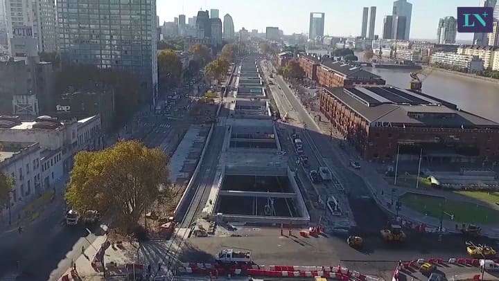 El nuevo Paseo del Bajo, desde el drone de LA NACION