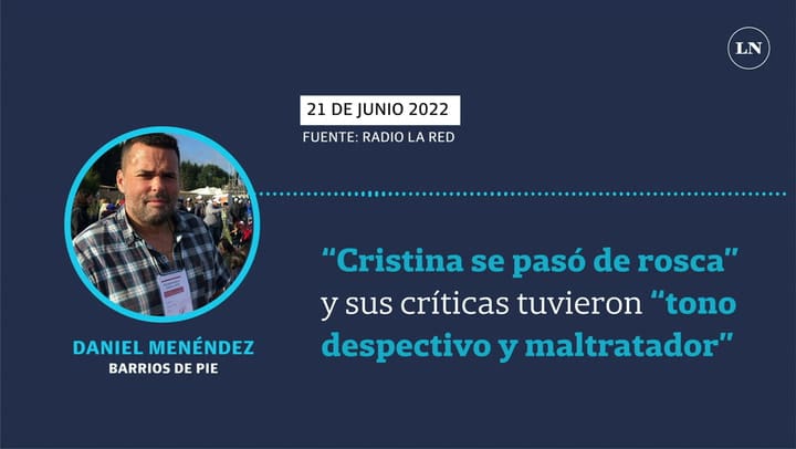 Para Menéndez “Cristina se pasó de rosca” y sus críticas tuvieron “tono despectivo y maltratador”