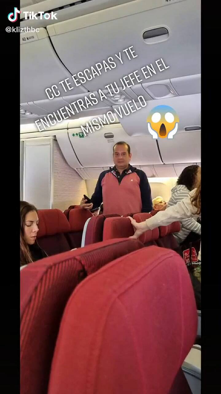 Una joven se escapó del trabajo y se encontró a su jefe en el avión.