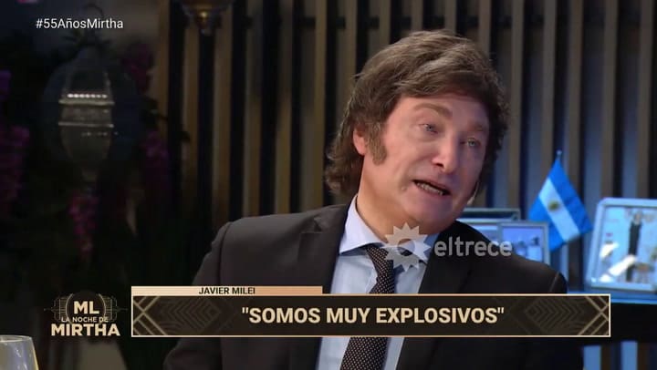 Fátima Florez y Javier Milei en el programa de Mirtha Legrand